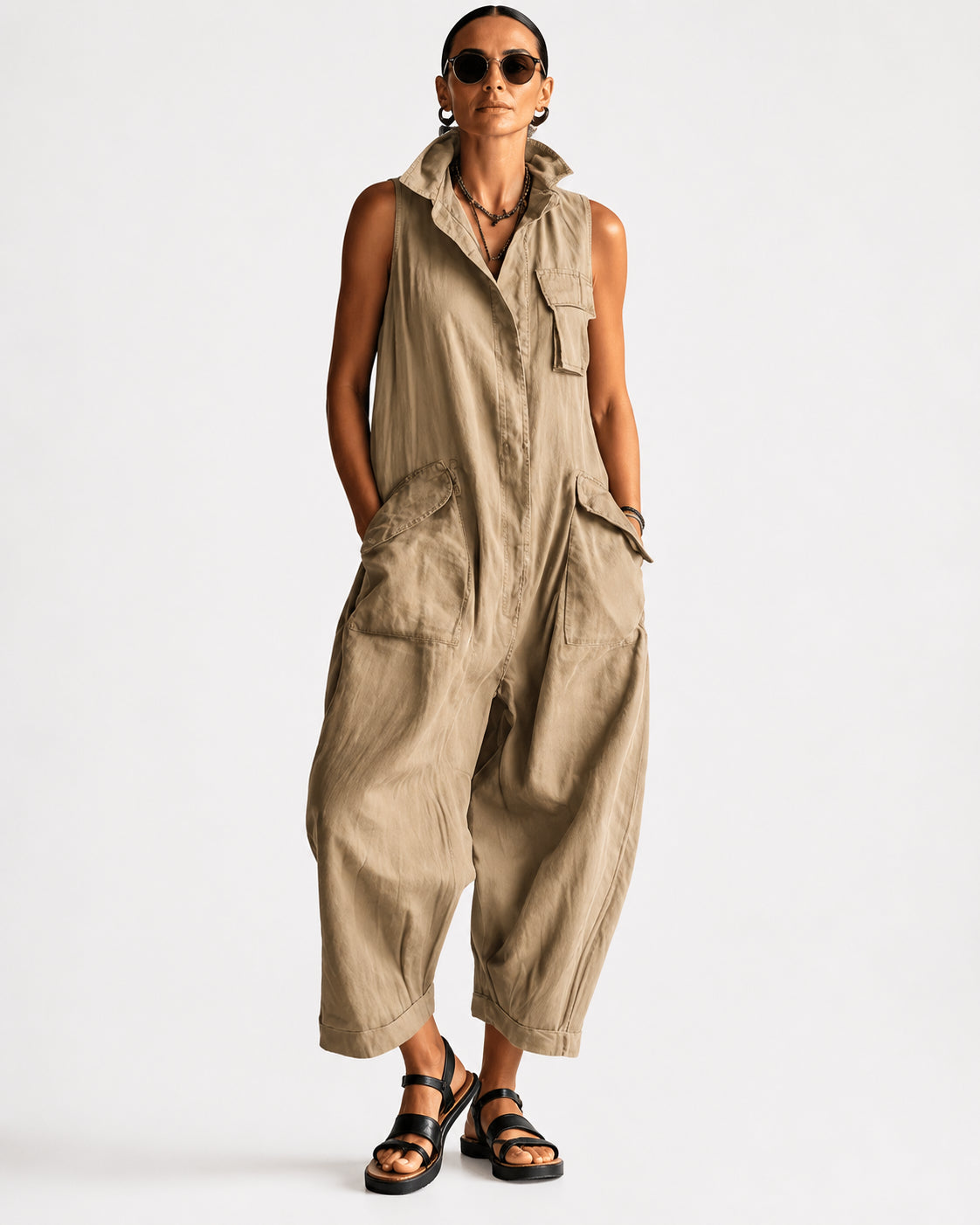 Elara | Ärmelloser Oversize-Jumpsuit
