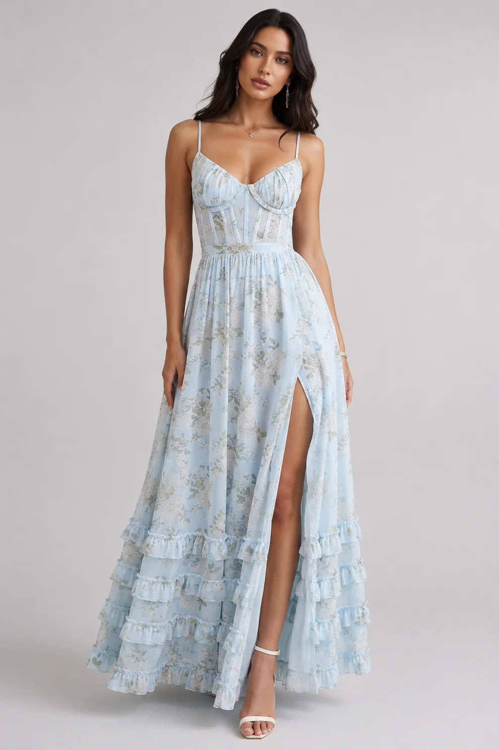 Vivienne | Boho-Maxikleid mit Rüschen & Schlitz