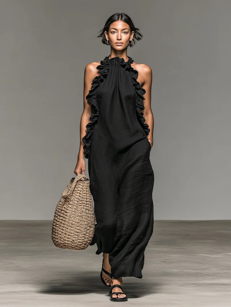Solène | Ärmelloses Maxikleid mit Taschen