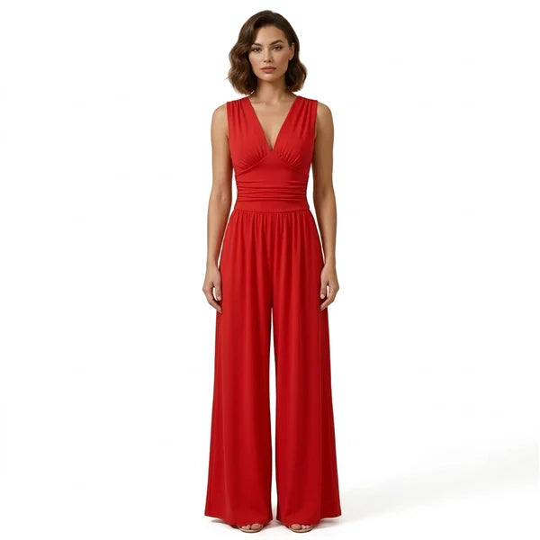 Valentina Eleganter V-Ausschnitt Jumpsuit