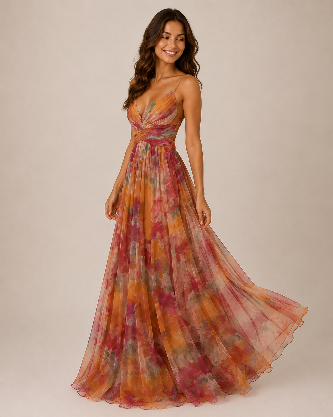 Élodie | Chiffon-Maxikleid