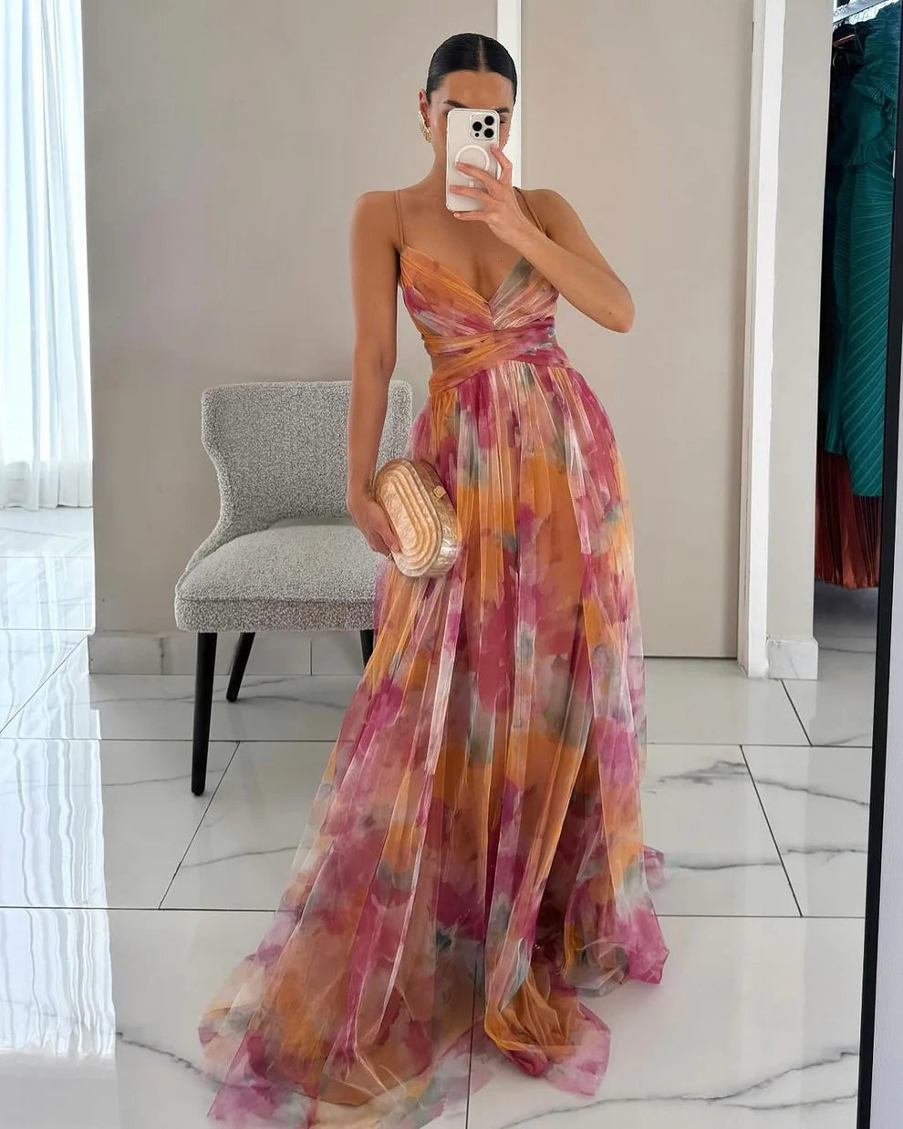 Élodie | Chiffon-Maxikleid