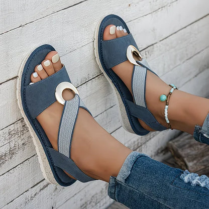 Elena Komfort-Sandalette mit Gold-Ring