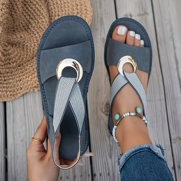 Elena Komfort-Sandalette mit Gold-Ring