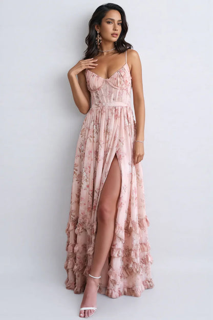 Vivienne | Boho-Maxikleid mit Rüschen & Schlitz