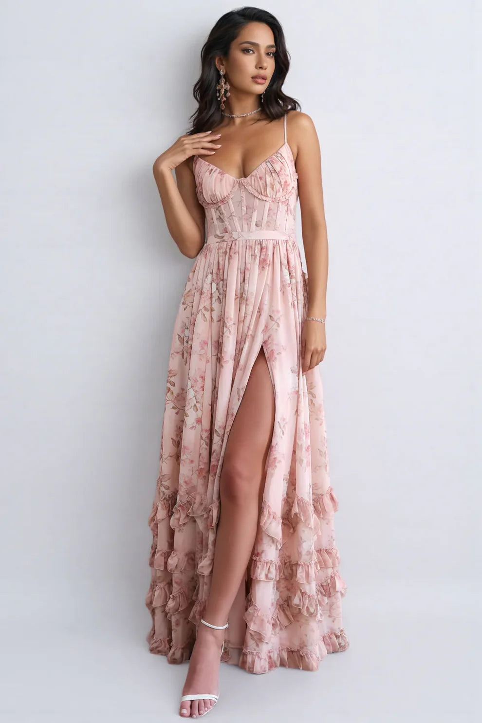 Vivienne | Boho-Maxikleid mit Rüschen & Schlitz
