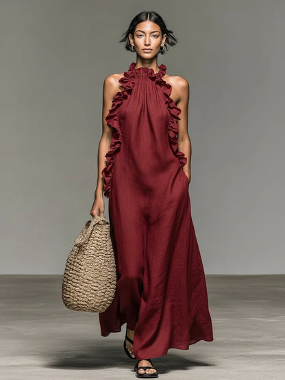 Solène | Ärmelloses Maxikleid mit Taschen