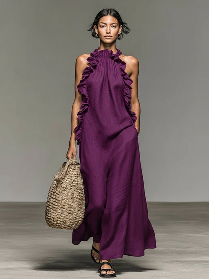 Solène | Ärmelloses Maxikleid mit Taschen