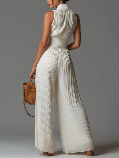 Isabella | Eleganter Plisseekleid-Jumpsuit mit Weitem Bein