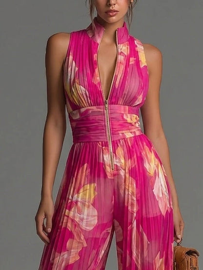 Isabella | Eleganter Plisseekleid-Jumpsuit mit Weitem Bein