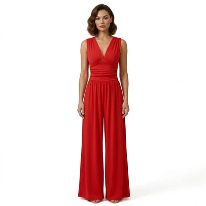 Valentina Eleganter V-Ausschnitt Jumpsuit