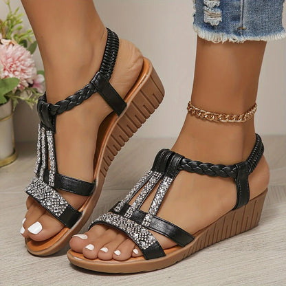 Lucia Glitzer-Sandalette mit Keilabsatz