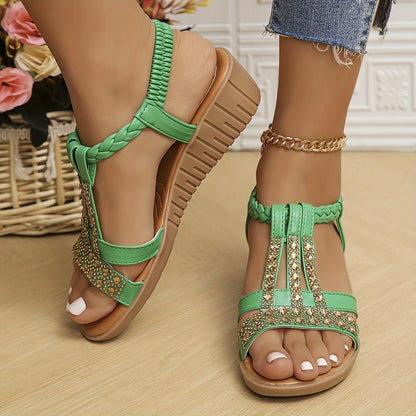 Lucia Glitzer-Sandalette mit Keilabsatz