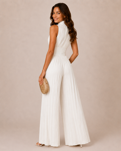 Isabella | Eleganter Plisseekleid-Jumpsuit mit Weitem Bein