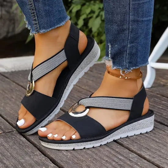 Elena Komfort-Sandalette mit Gold-Ring